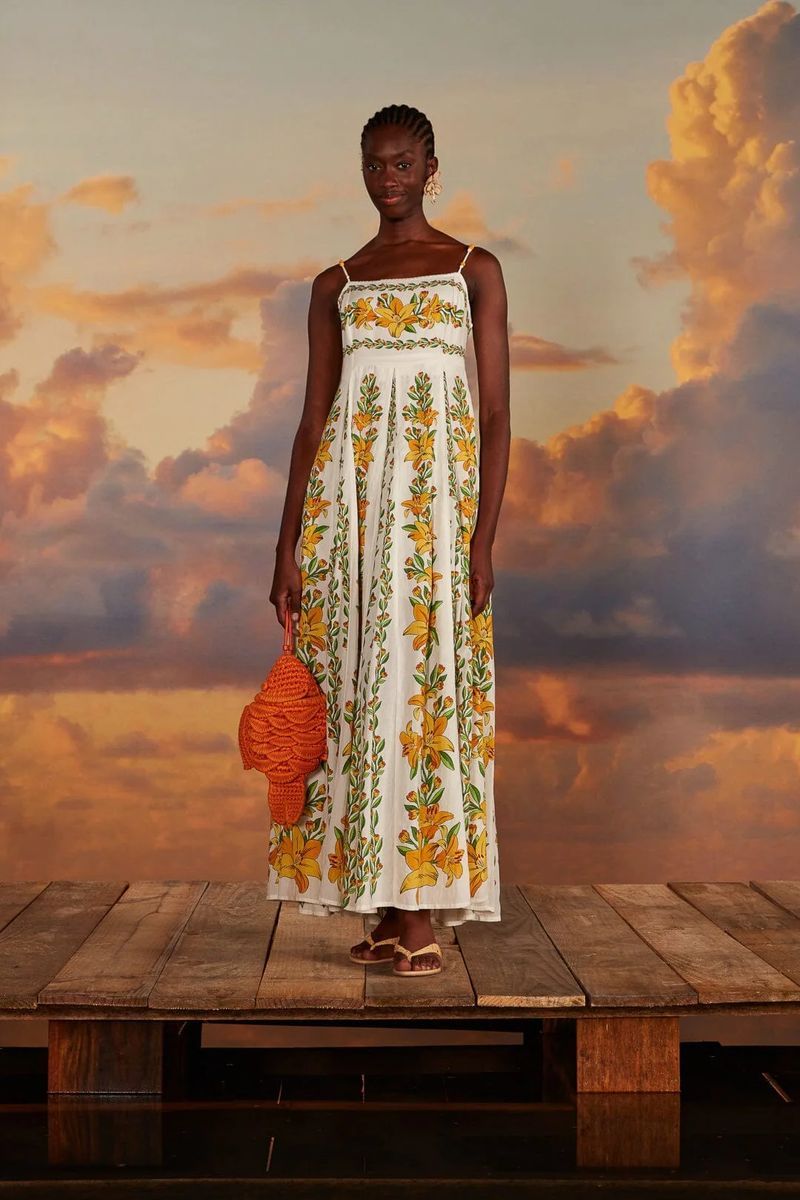 Ärmelloses Maxikleid mit Blumendruck