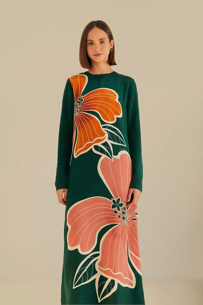 Langärmeliges Maxikleid mit Blumenmuster