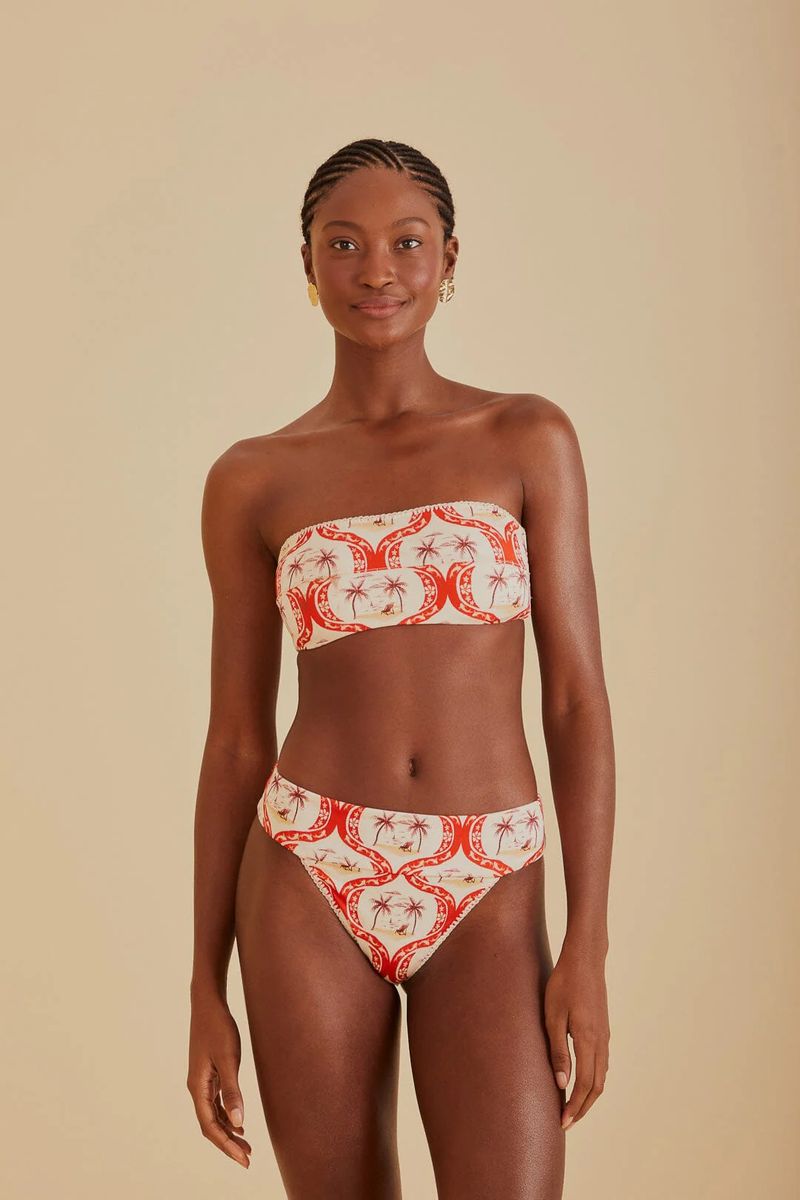 Bikinihose mit tropischem Muster