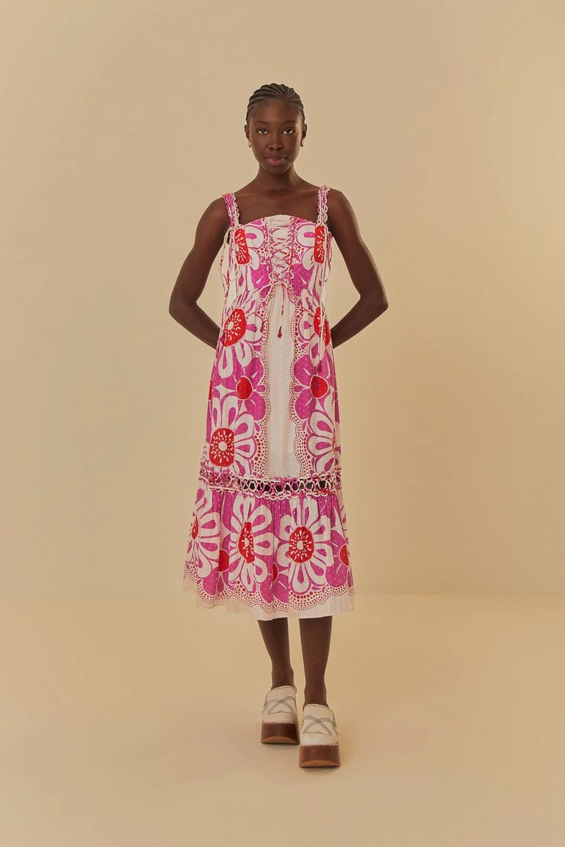 Romantisches florales Eyelet-Midikleid