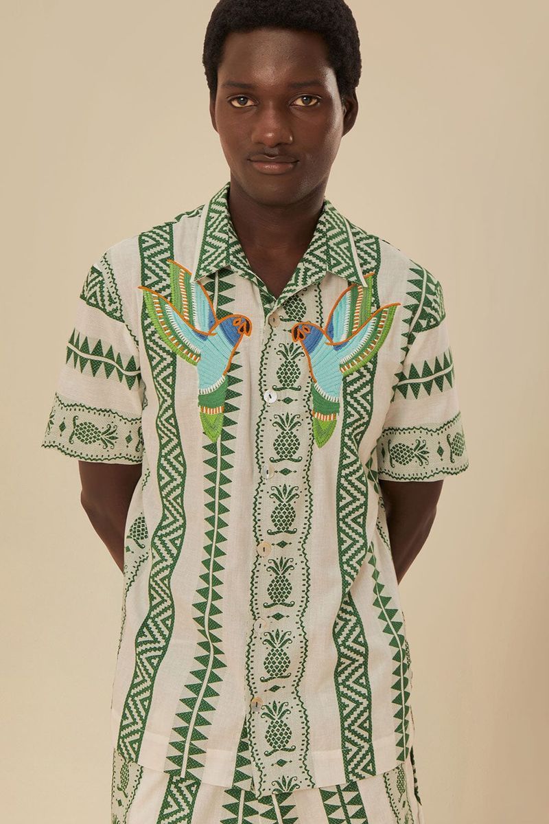 Tropisches Ananas-Jacquard-besticktes Hemd