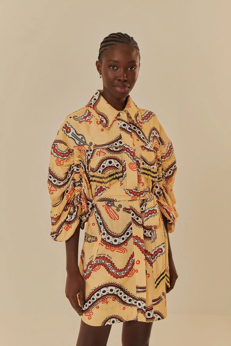 Farbenfrohes Mini-Hemdkleid mit Print