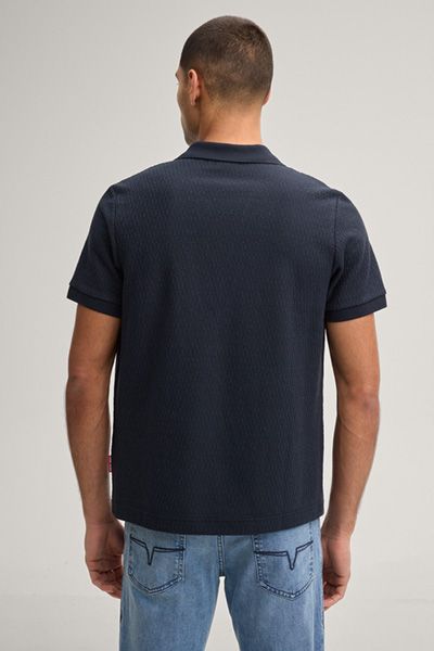 Joop! Jeans Pono Marineblau Strukturiertes Poloshirt Kurzarm