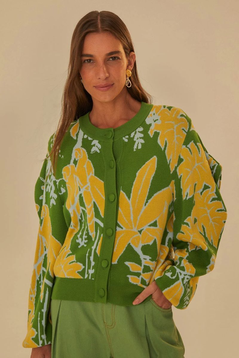 Blumenmuster Strickjacke