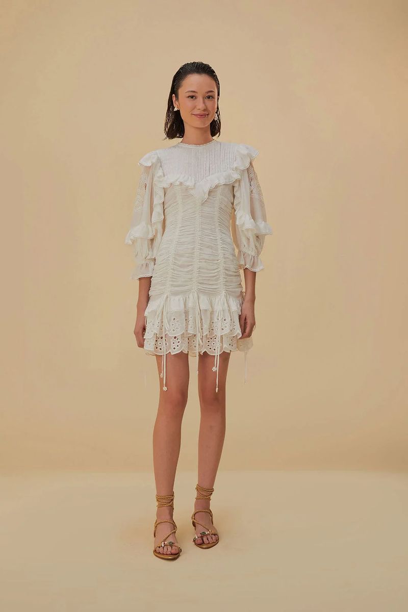 Mini Kleid aus Bio-Baumwolle mit Rüschenspitze