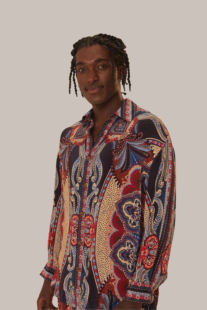Mehrfarbiges Hemd mit Paisley-Muster