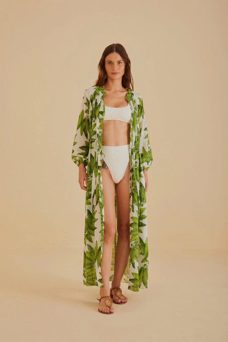 Maxi-Strandkleid mit Palmenblattdruck