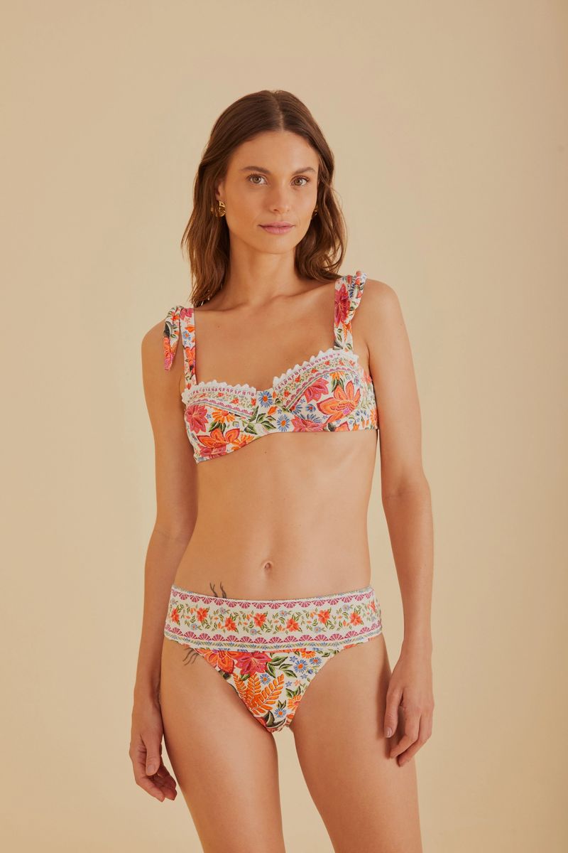 Bikini-Oberteil mit Blumendruck und Bügel