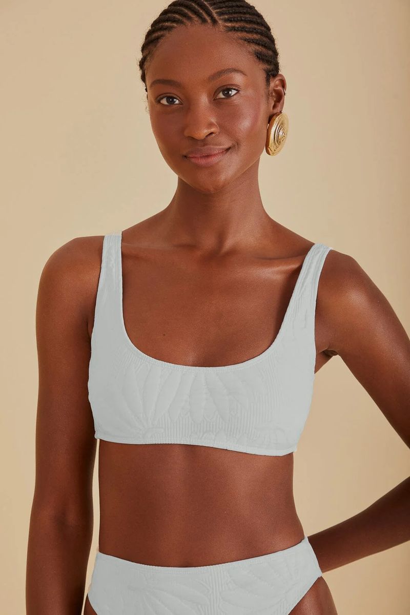 Texturiertes Matelassé Bikini-Top mit Prägung