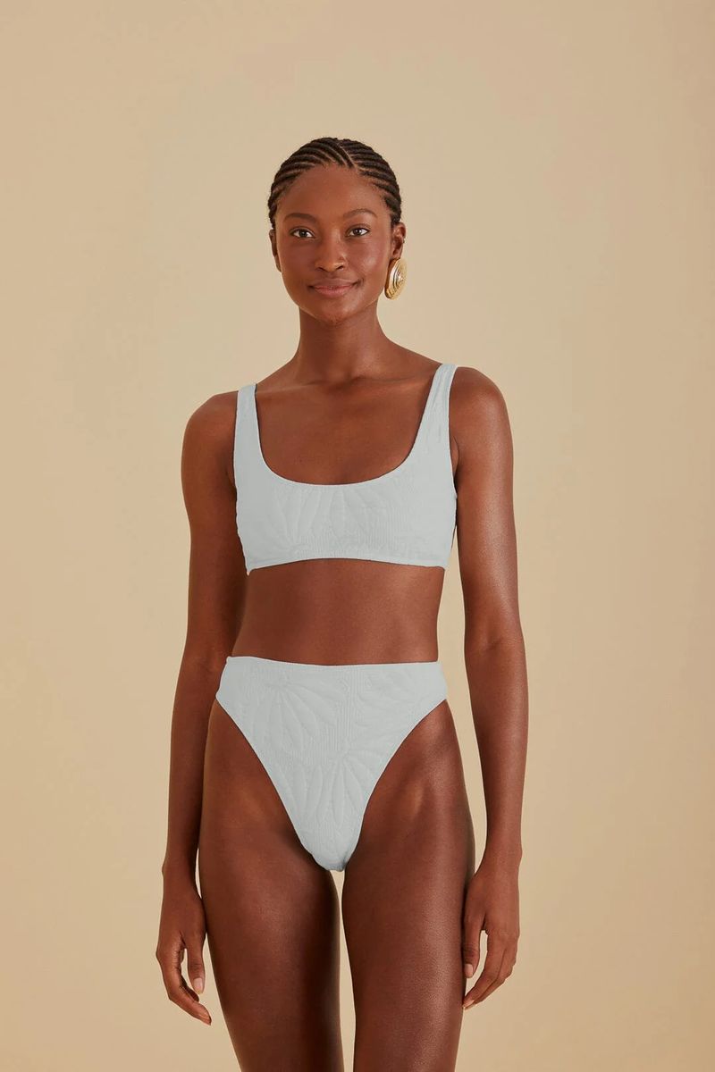 Texturierte High-Waist Bikinihose