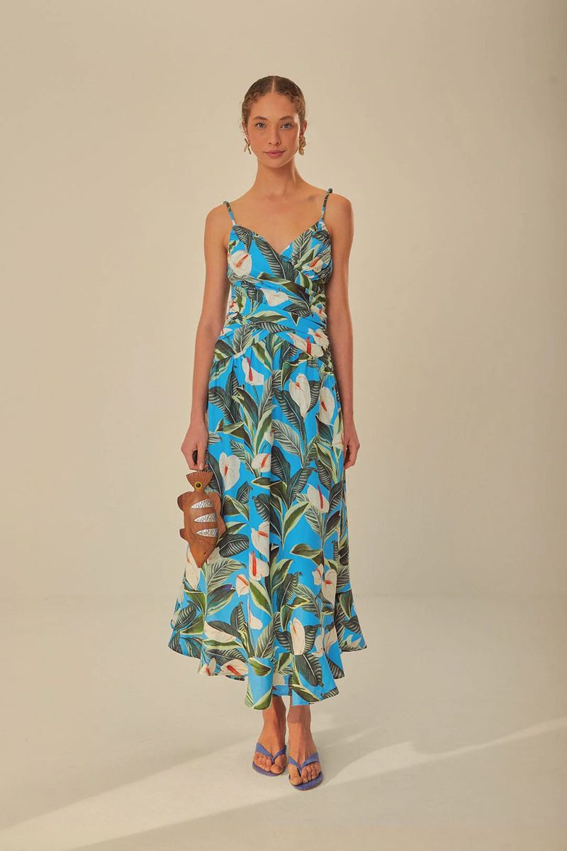 Ärmelloses Maxikleid mit Blumenmuster