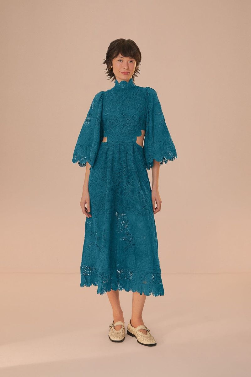 Midi-Kleid aus floraler Guipure-Spitze