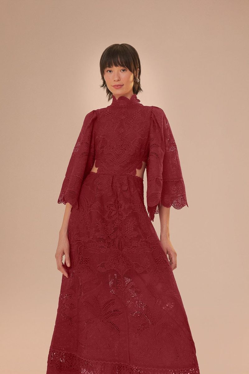Elegantes Guipure-Spitzen Midikleid mit Cut-Outs