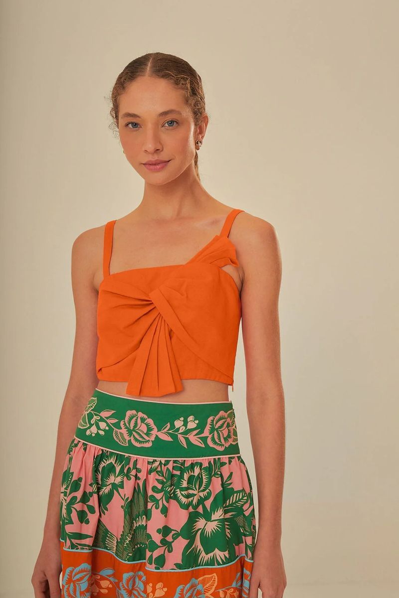 Orange Crop Top mit Schleifendetail
