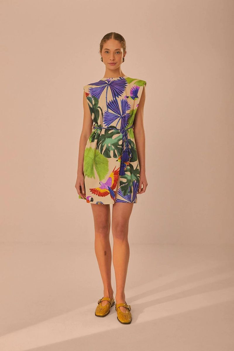T-Shirt-Kleid aus Bio-Baumwolle mit tropischem Print