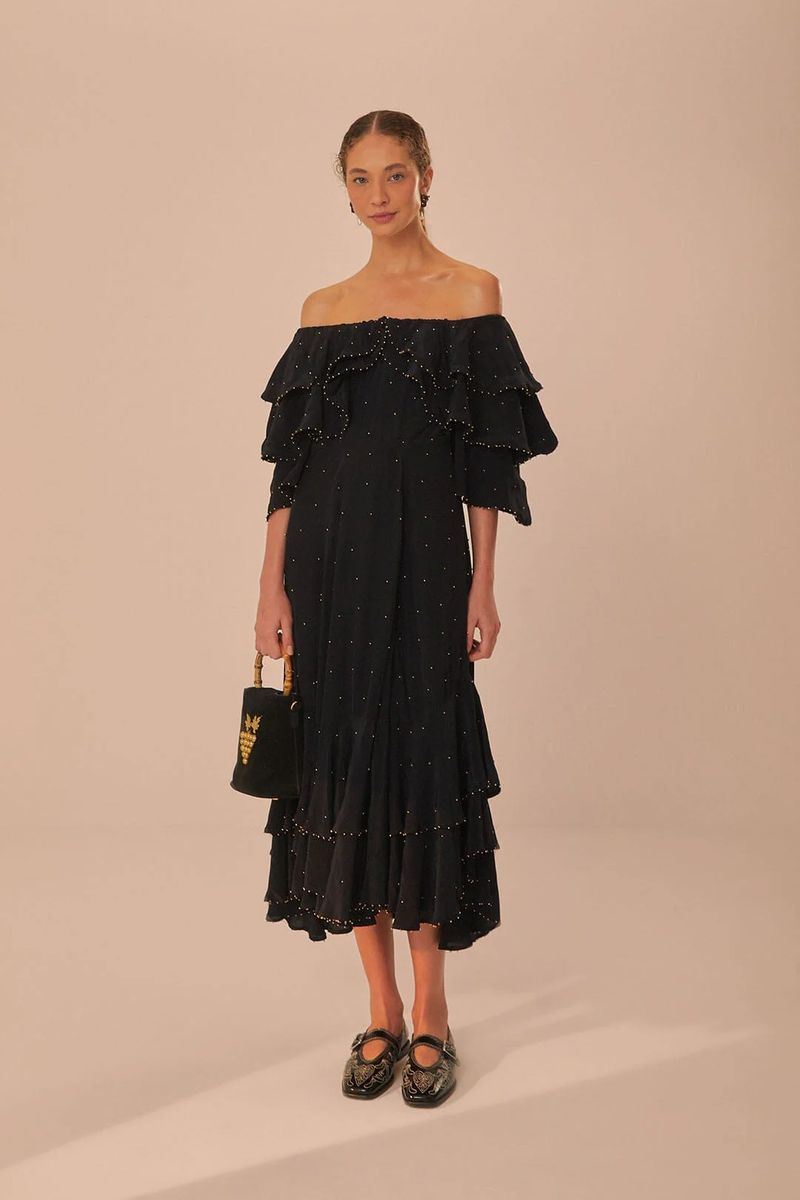 Elegantes schulterfreies Maxi-Kleid mit Rüschen