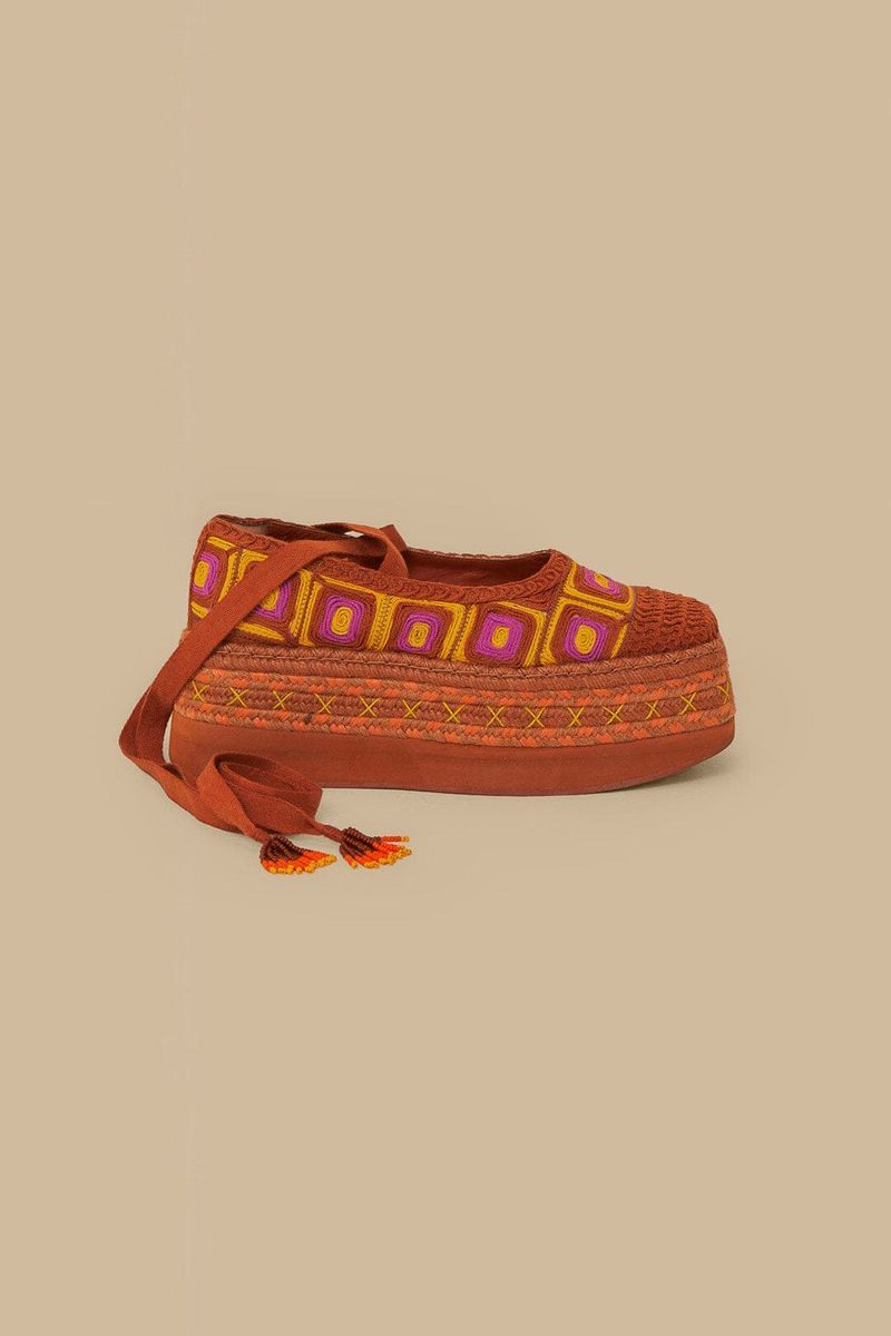 Böhmische bestickte Flatform Espadrille Slipper