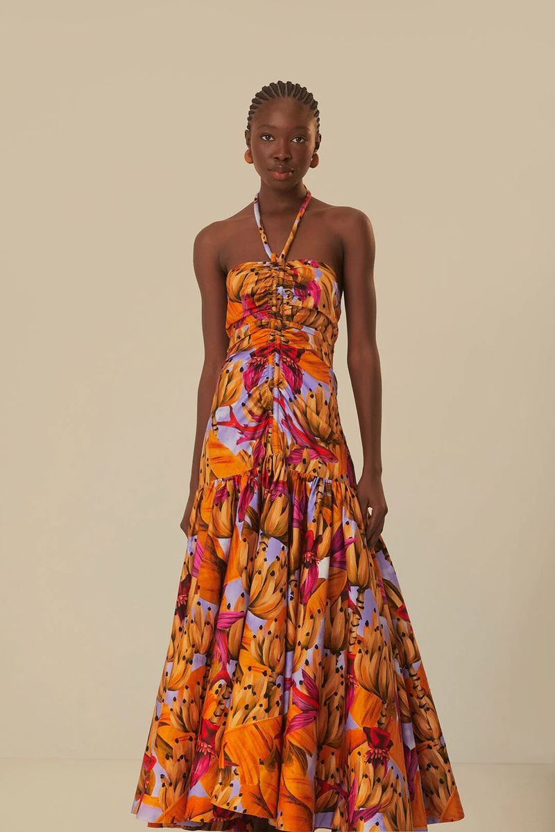 Maxikleid aus Bio-Baumwolle mit Neckholder