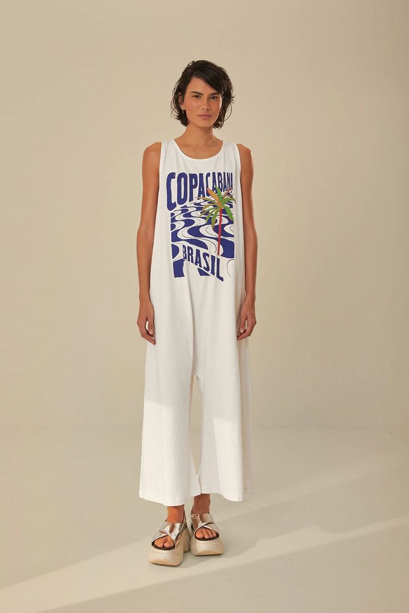 Weißer Jumpsuit mit Copacabana-Print