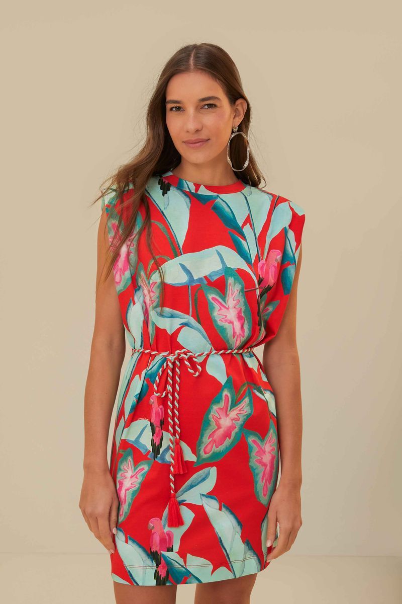 Mini-Kleid aus Bio-Baumwolle mit tropischem Print