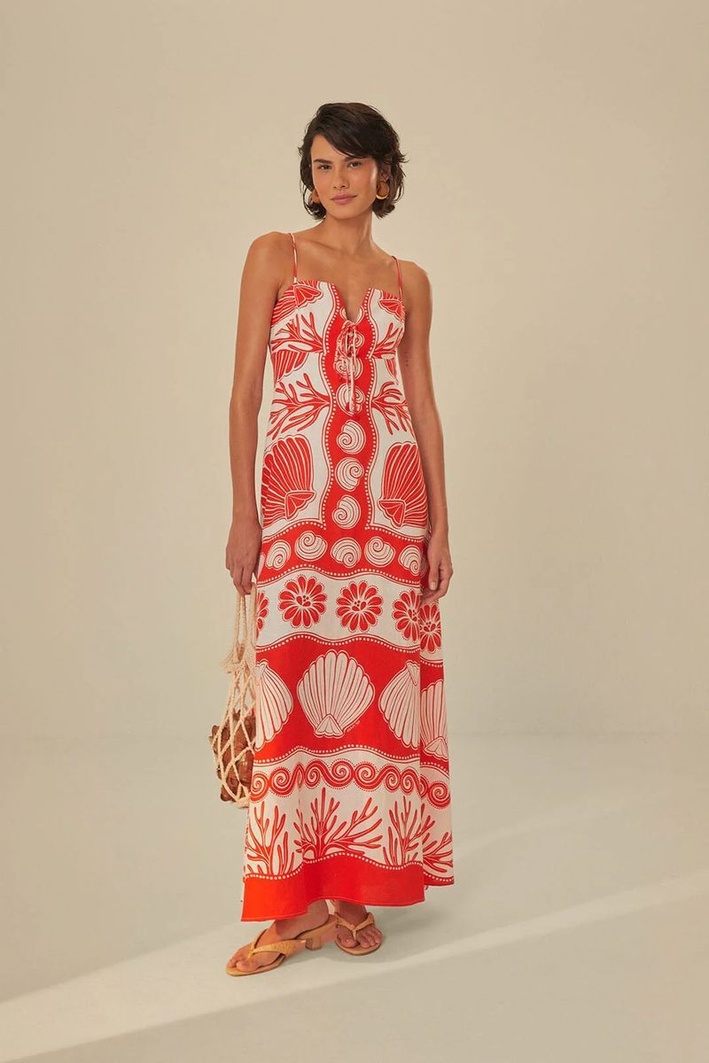Maxi-Sommerkleid mit Ozean-Print