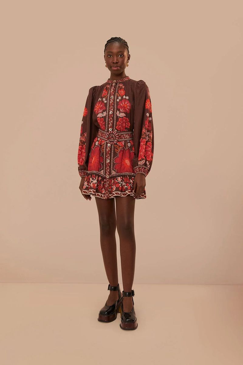Mini-Kleid mit floralem Wandteppichmuster