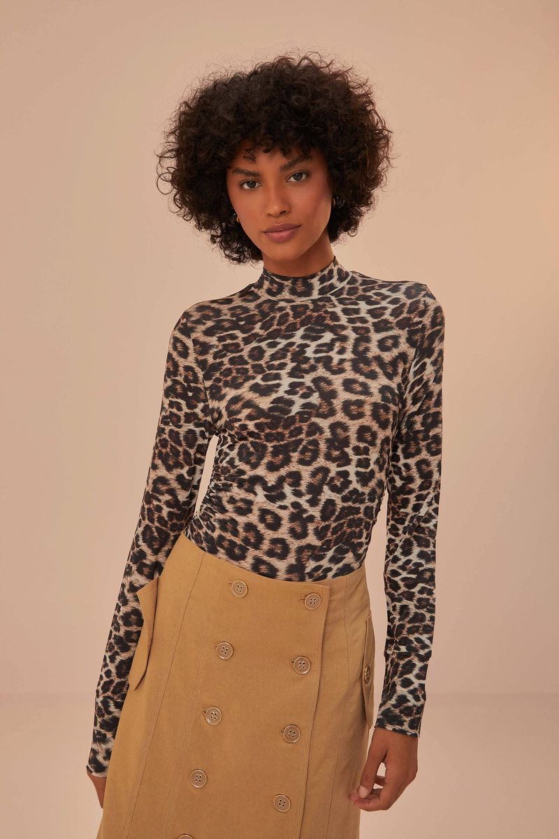Langärmliges Oberteil mit Animal Print