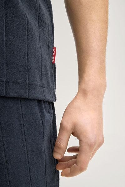 JOOP! Mohala Navy gestreiftes Frottee-Poloshirt aus Baumwolle mit offenem Kragen