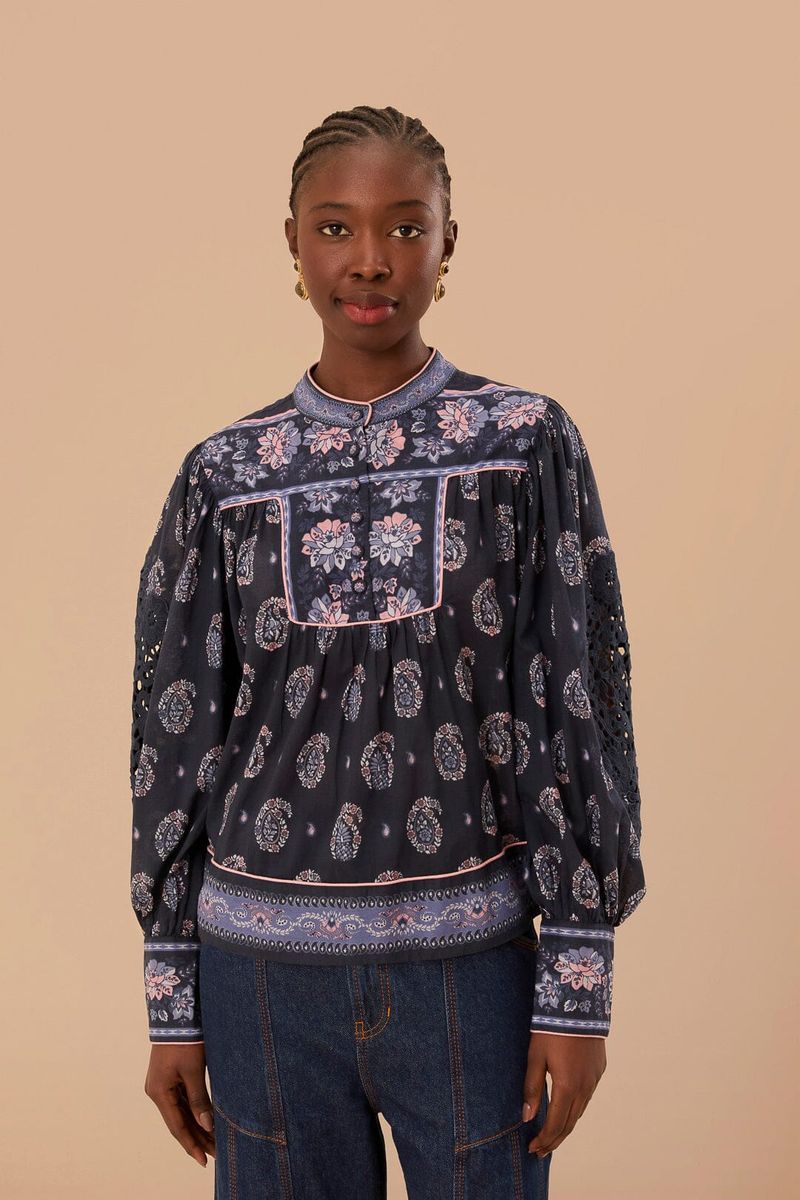 Bohemian Paisley- und Blumenbluse