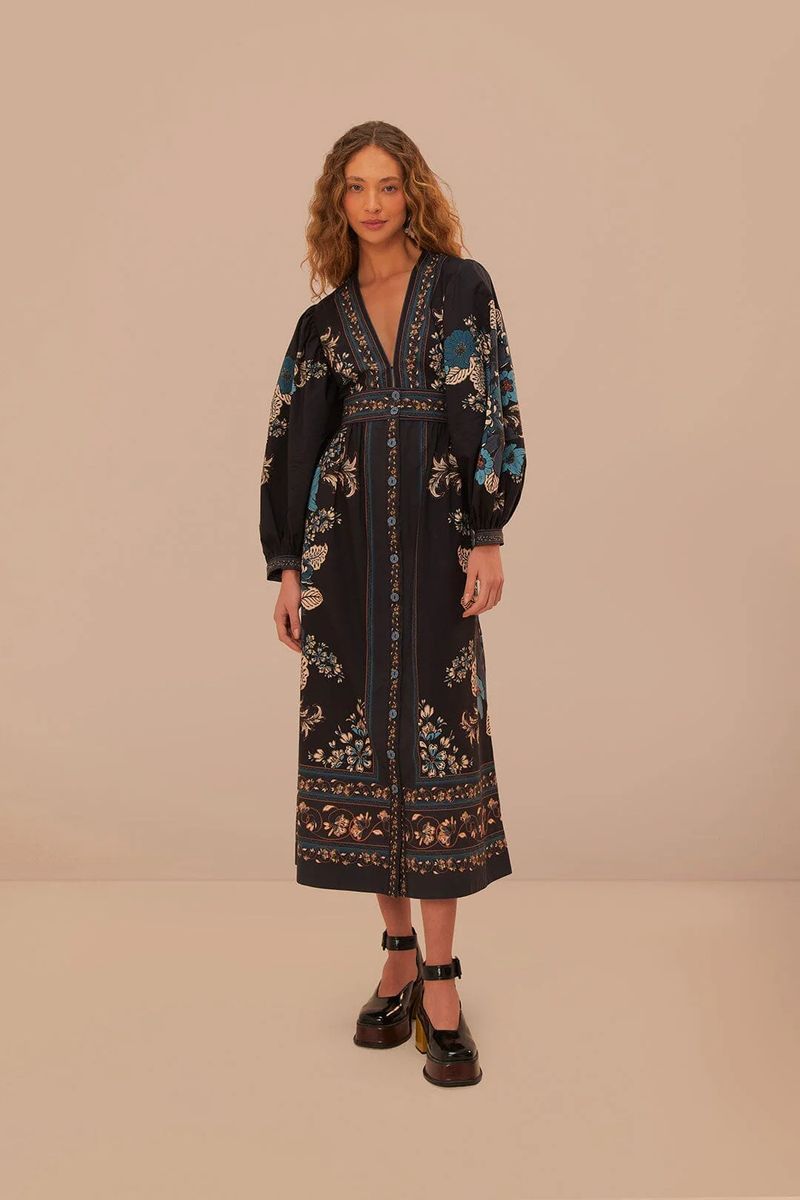 Midi-Kleid mit floralem Gobelinmuster