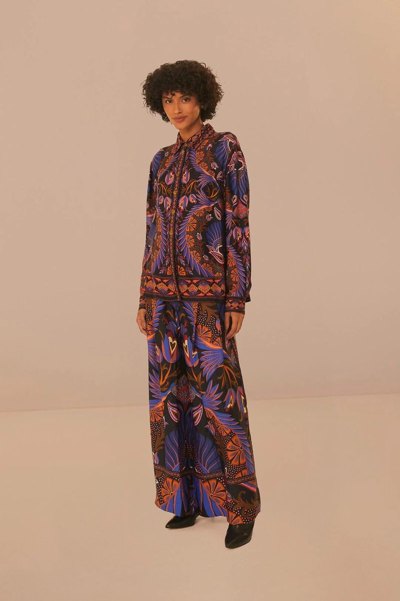 Wide-Leg Hose mit Blumendruck
