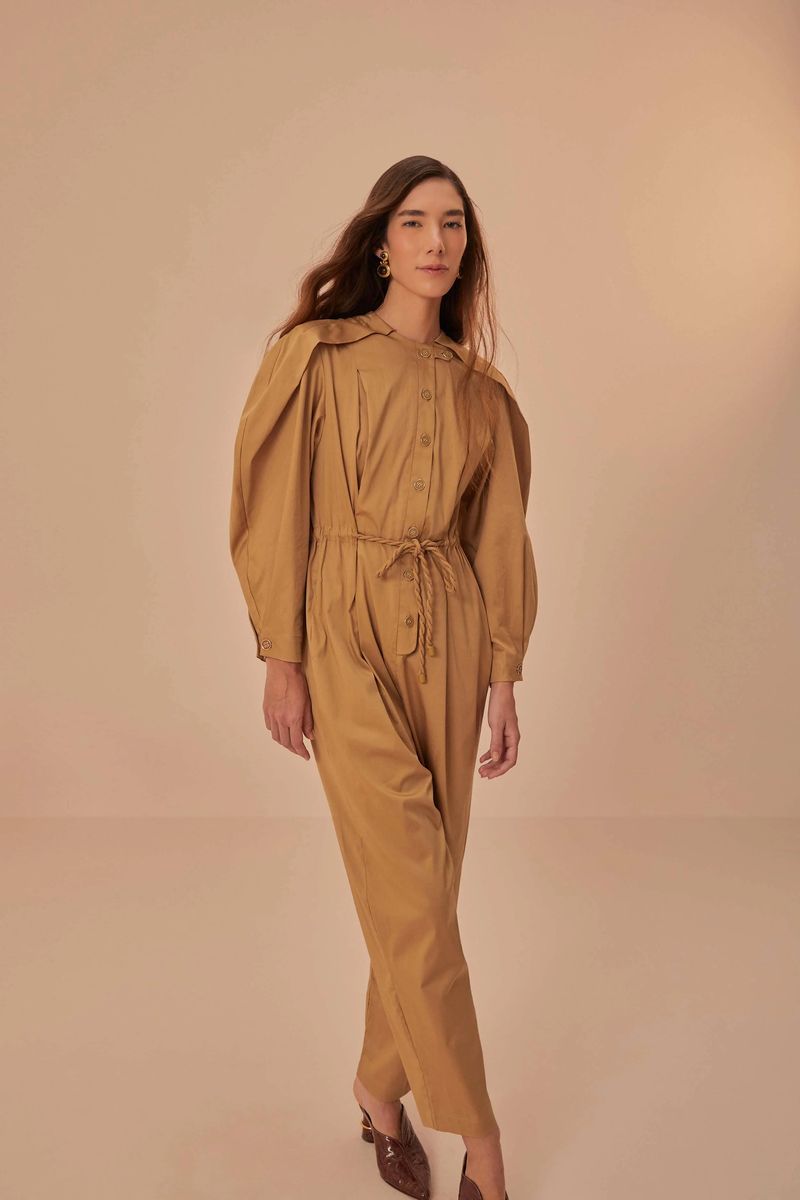 Jumpsuit mit Raglanärmeln und Knopfleiste