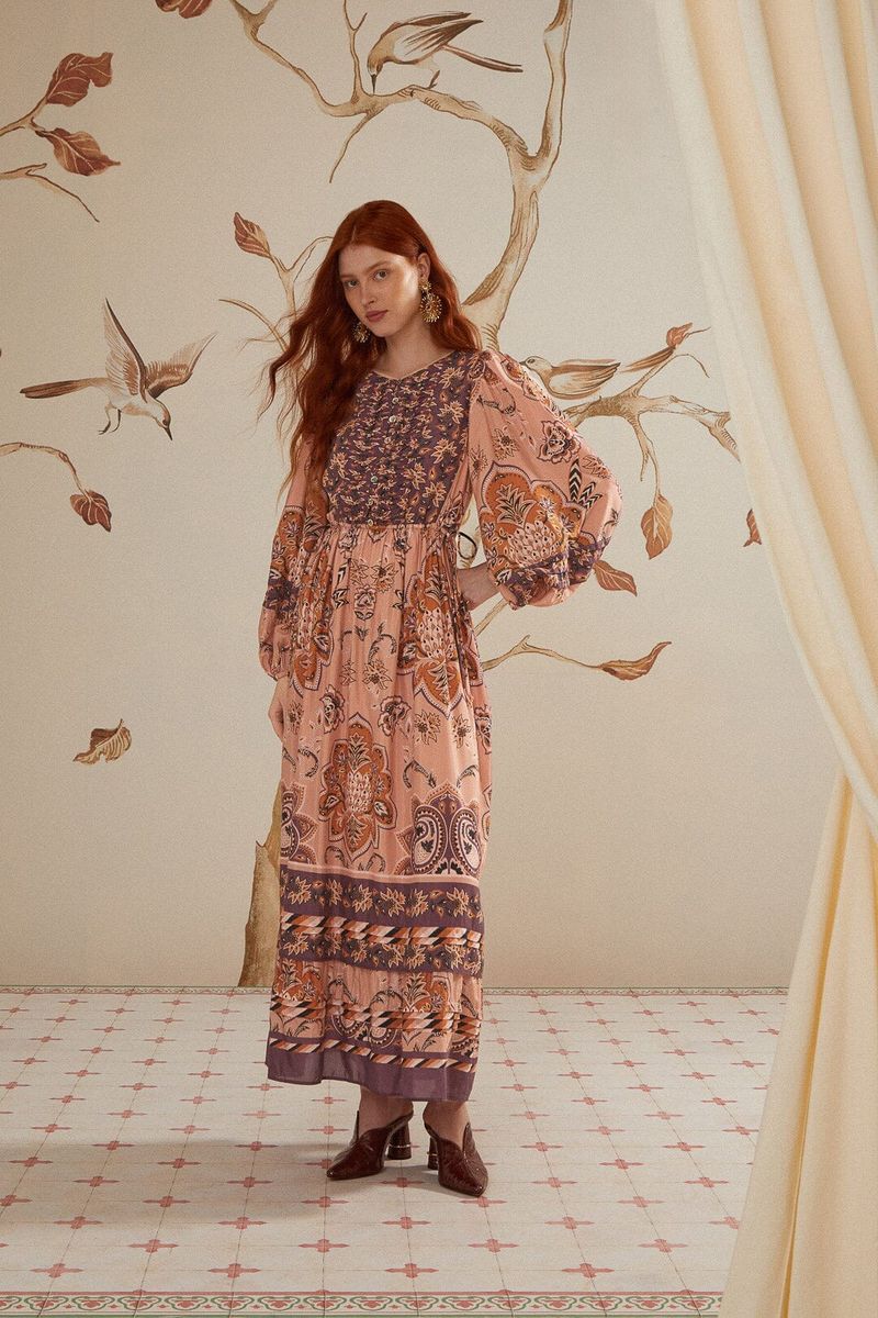 Glam Tapestry Langärmliges Maxikleid
