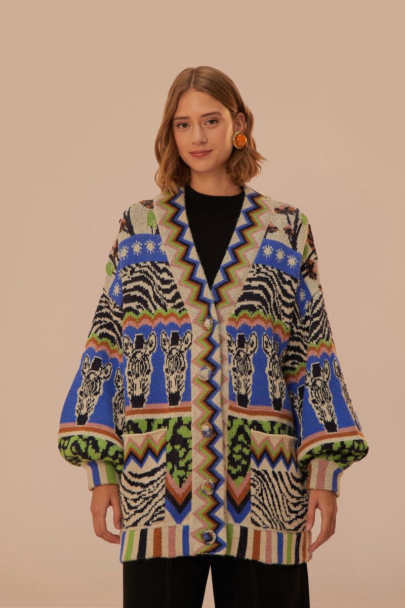 Strickjacke mit auffälligem Zebra-Muster