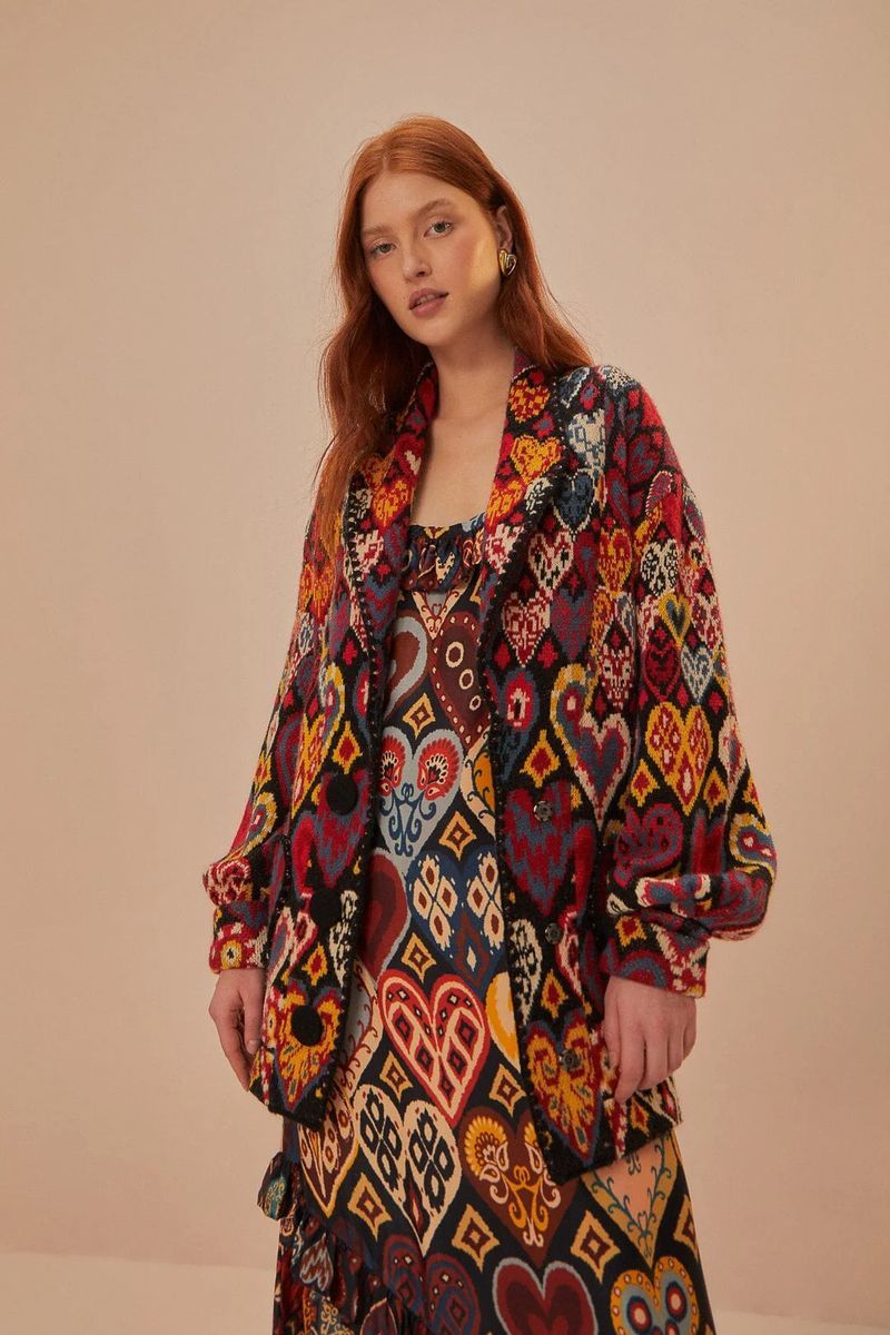 Herzen Ikat Strickblazer Jacke