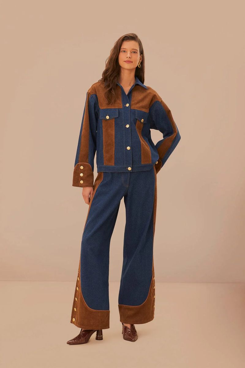 Western Denim Schlaghose mit Weitem Bein
