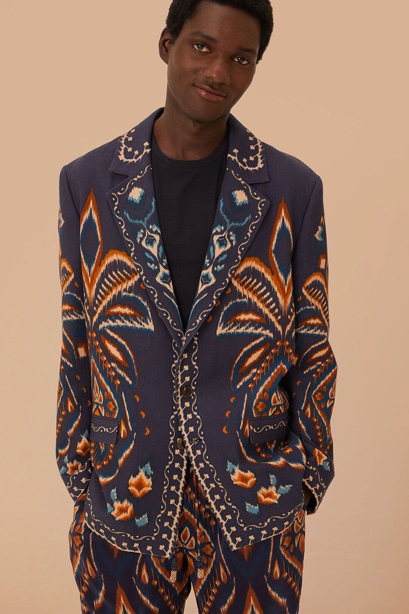 Tropischer Blazer mit Ikat-Print