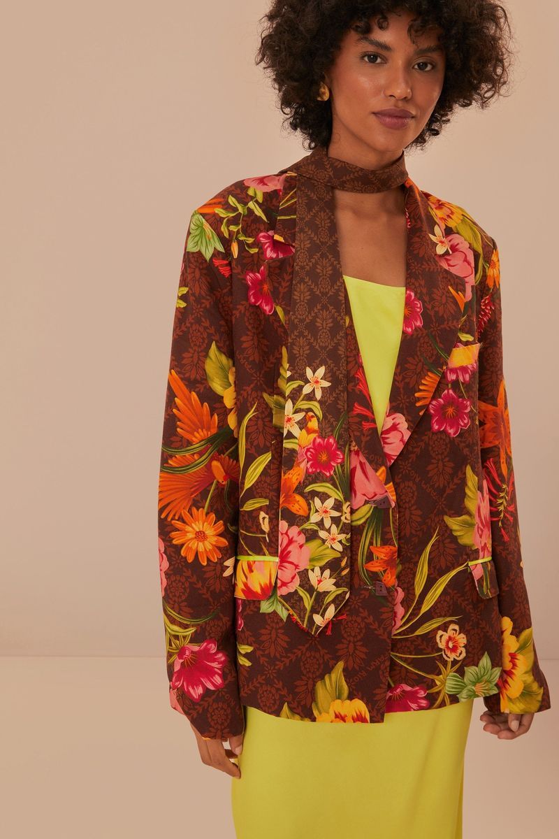 Blazer mit Blumenmuster und entspannter Passform