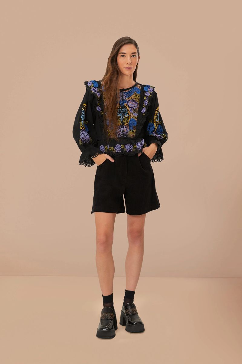 Schicke schwarze Cord Damen Shorts