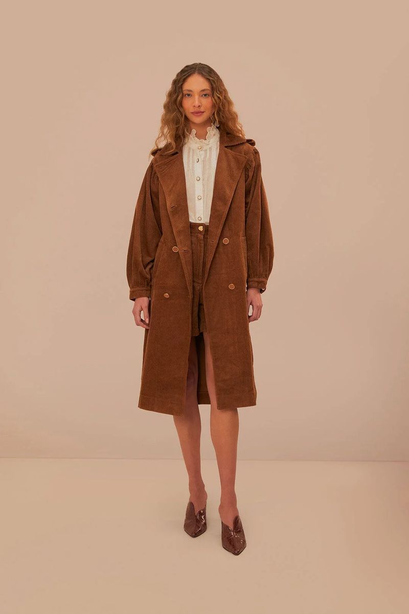 Doppelreihiger Cord Trenchcoat