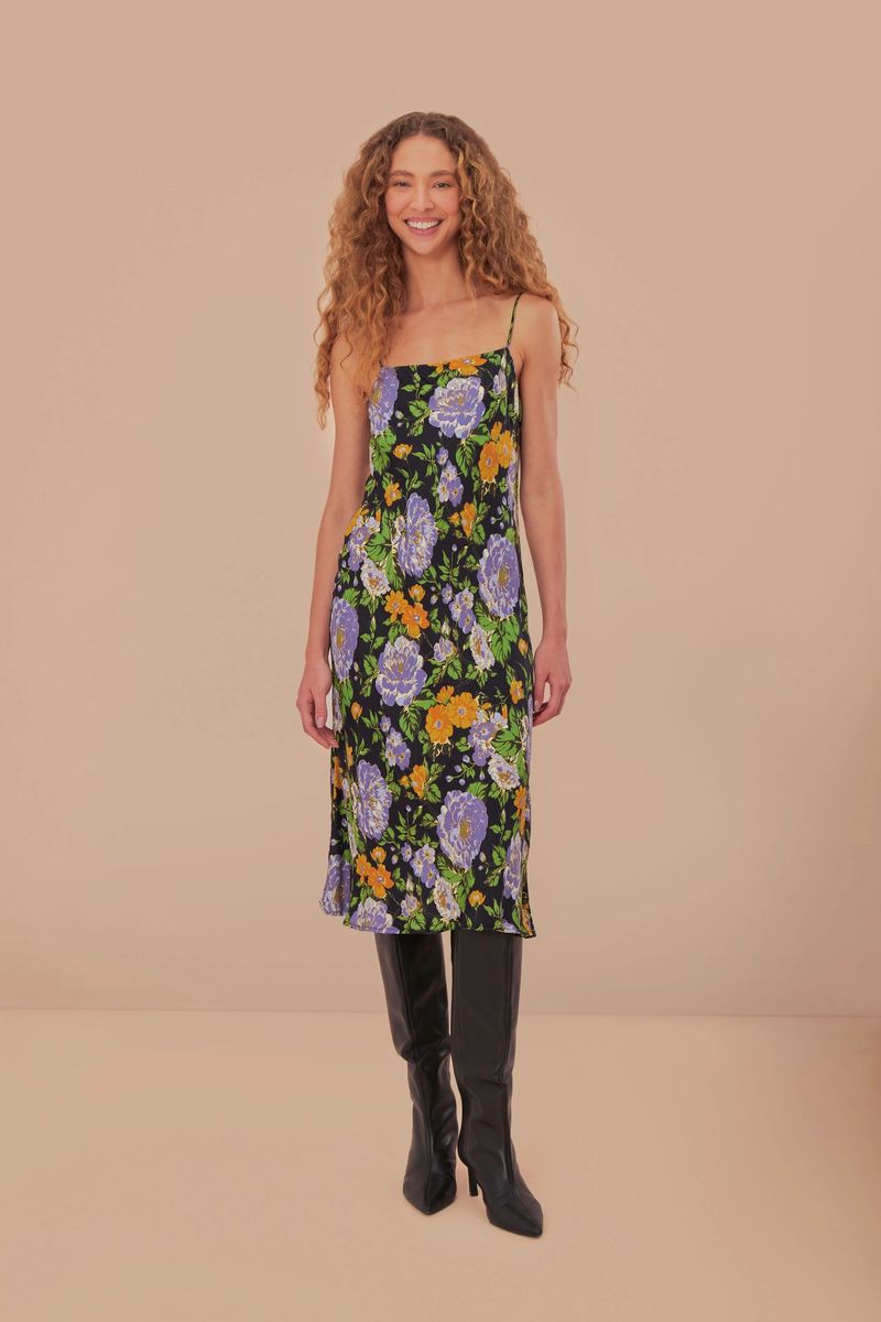 Ärmelloses Midikleid mit Blumenmuster