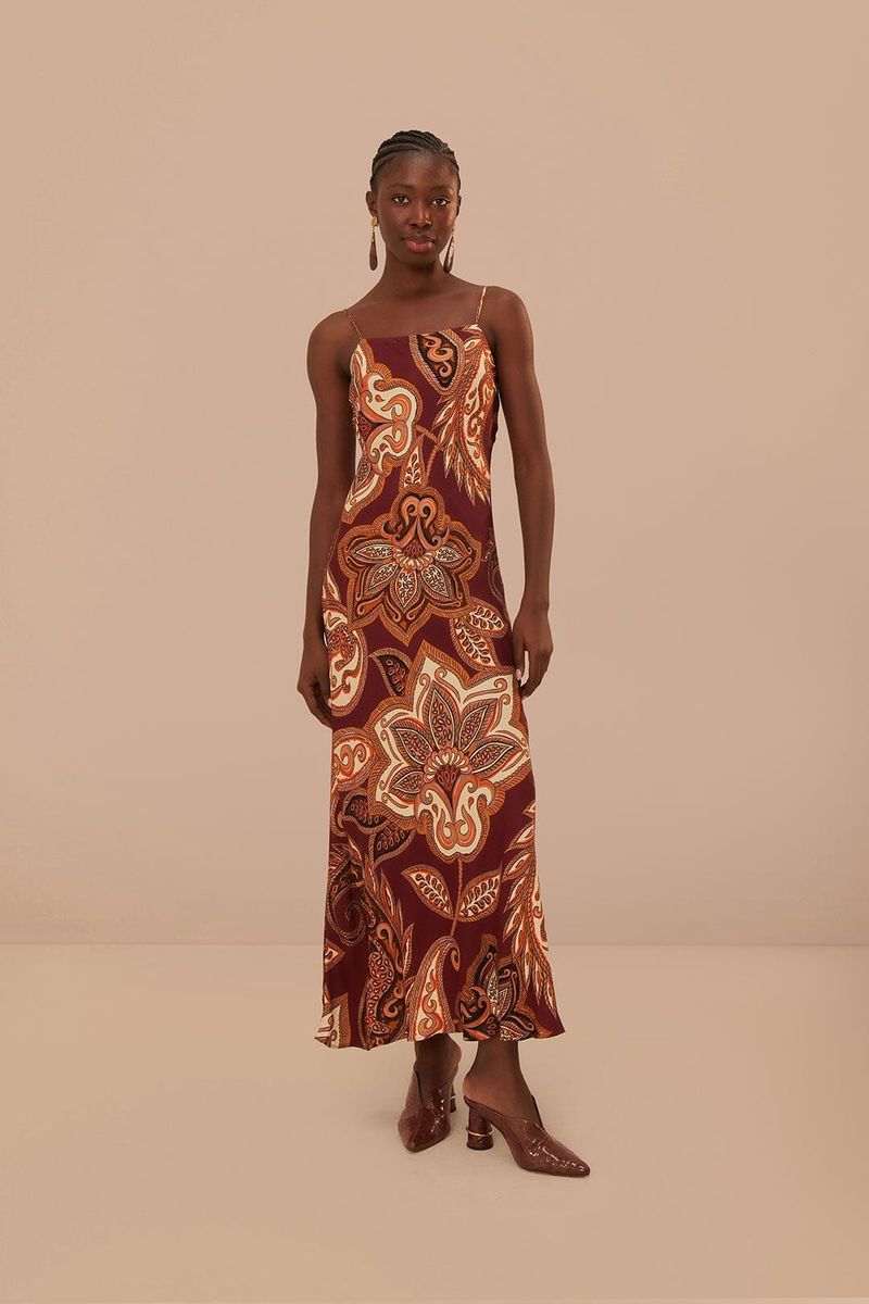 Maxi-Slipkleid mit Paisley-Leopardenmuster
