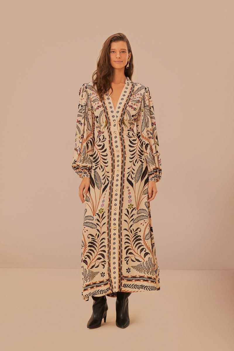 Maxikleid mit Sand Naturdruck