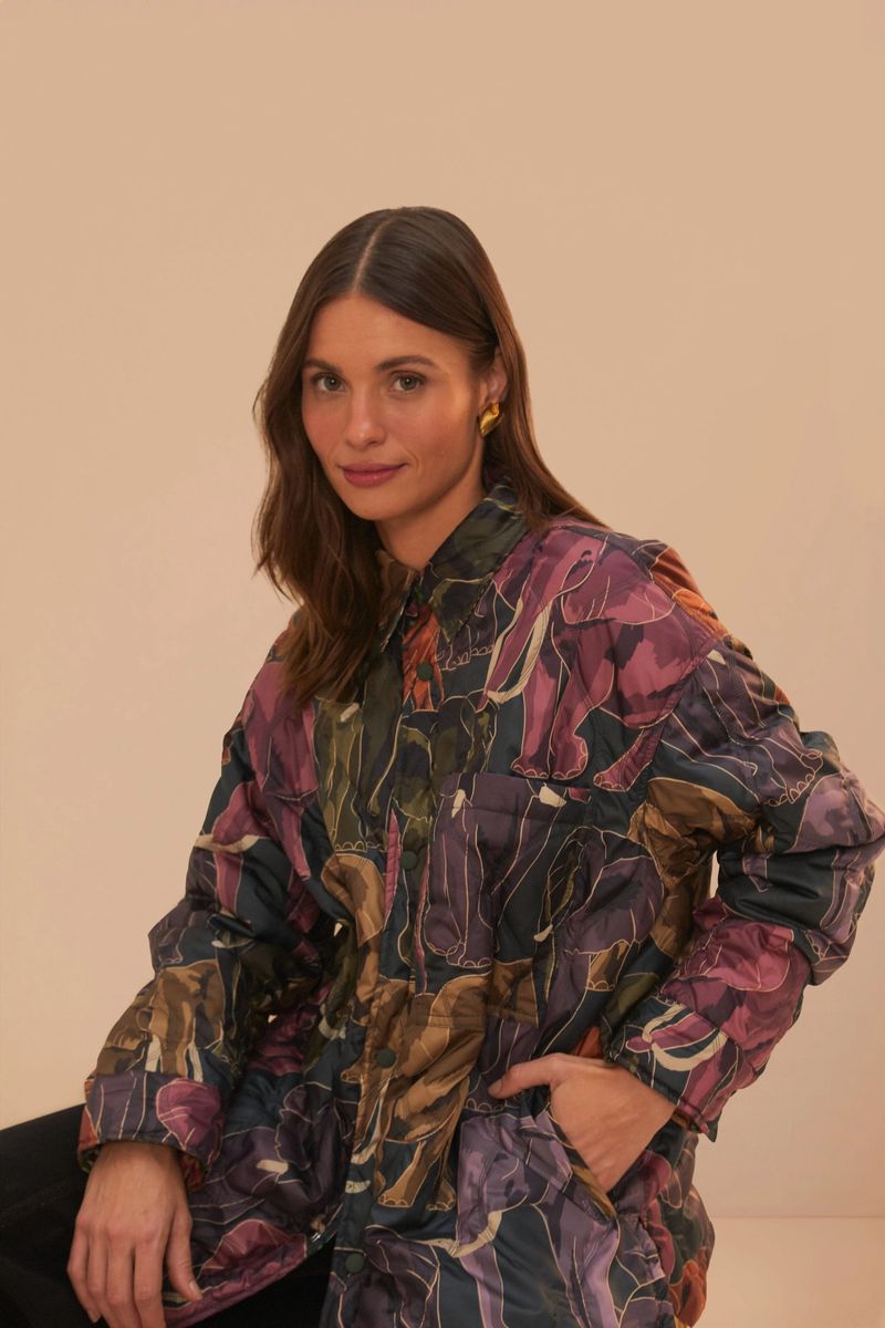 Wendbare Pufferhemdjacke mit Elefantenmuster