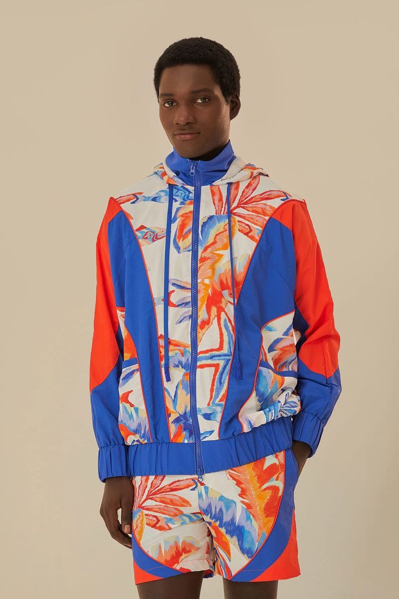 Leichte Windjacke mit tropischem Muster