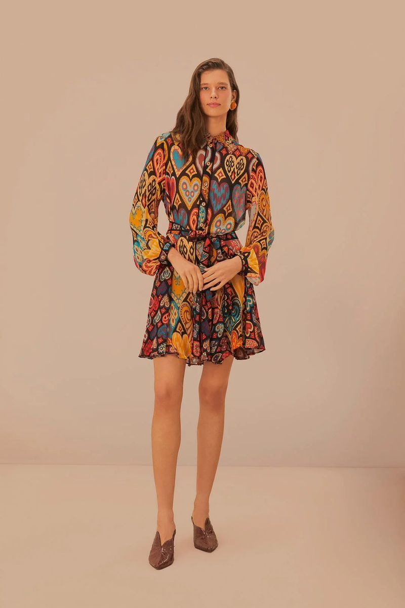 Mini Kleid mit Herzen Ikat Muster