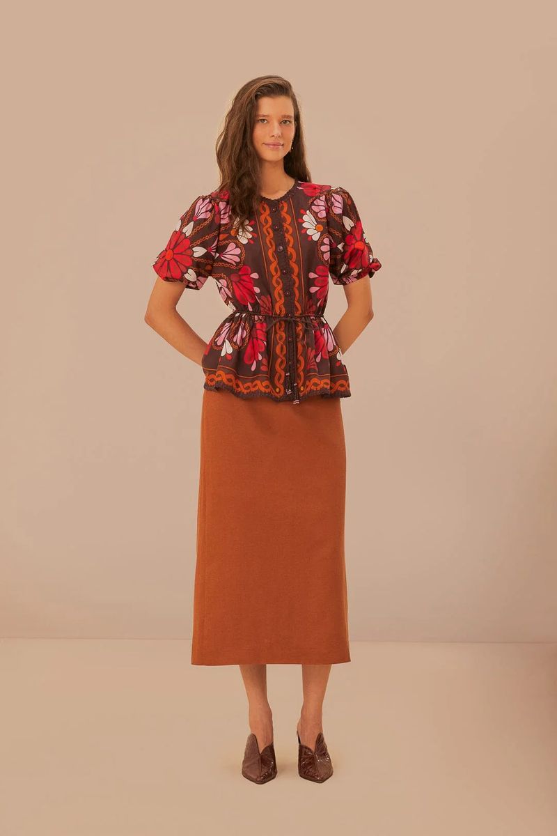 Eleganter karamellfarbener Midirock