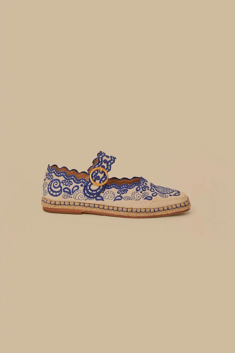 Bestickte Richelieu Espadrille Ballerina Flats