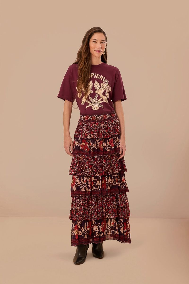 Bio-Baumwoll-T-Shirt mit tropischem Print