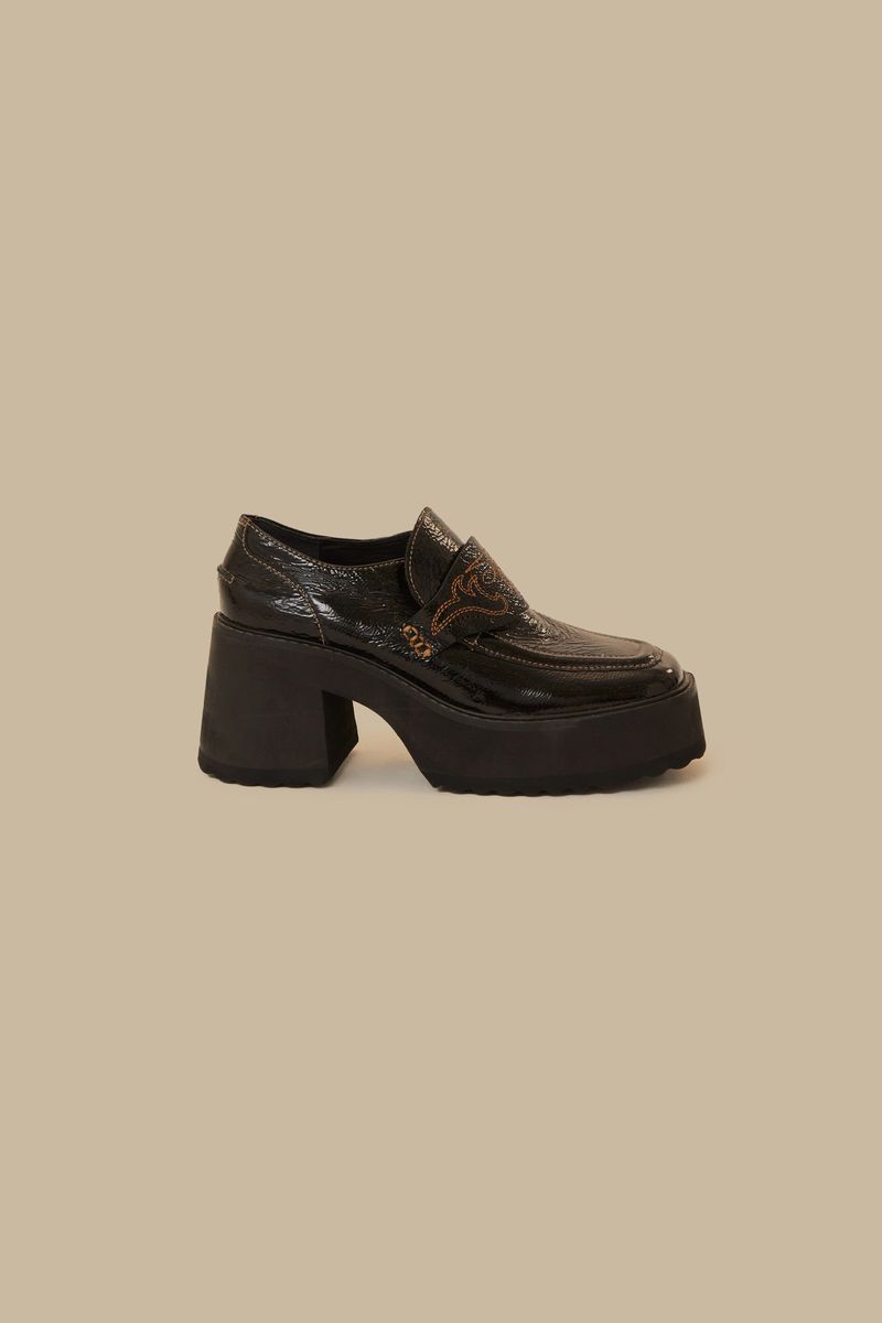 Plateau-Loafer mit Stickerei-Detail